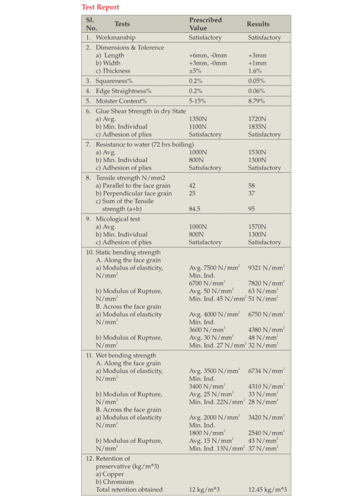 chequered plywood test report bestply